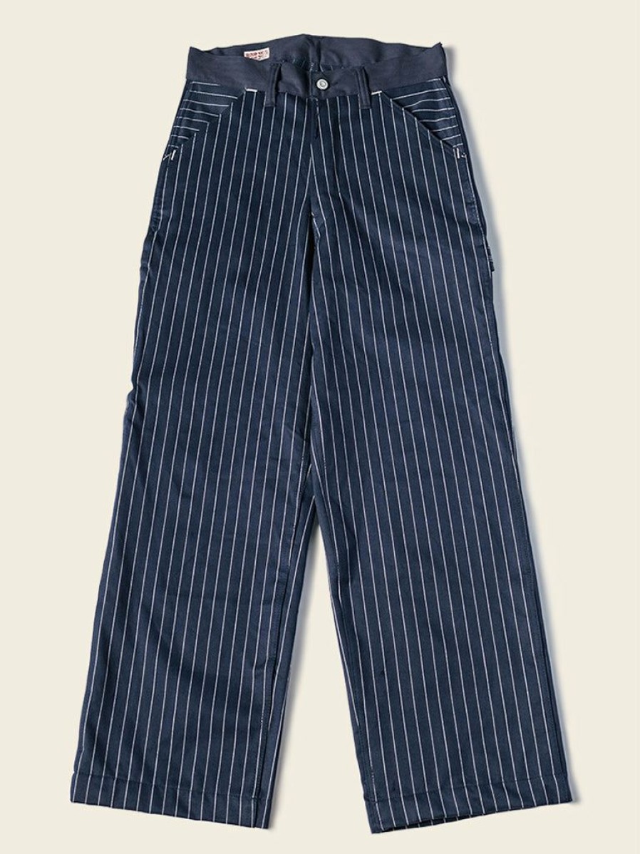 Bottoms * | Bronson New Arrivals Lot 952 Hbt Striped Mechanic Pants Navy