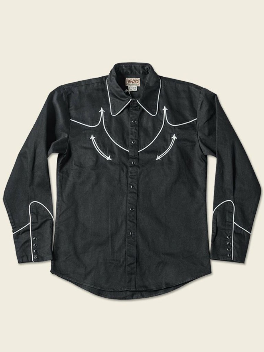 Tops * | Bronson Old Time Western Shirt Black