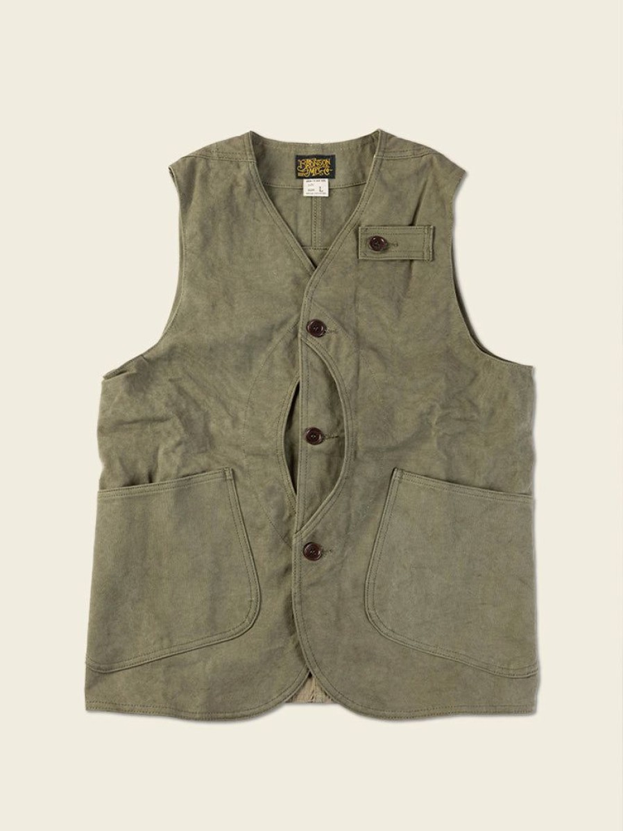 Outerwear * | Bronson 1930S Heavyweight Canvas Game Pocket Hunting Vest Olive