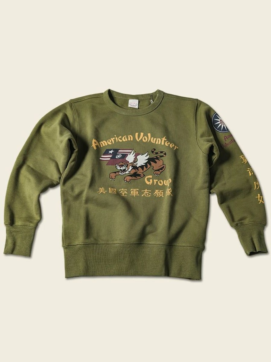 Tops * | Non Stock Flying Tigers Military Print Sweatshirt Olive