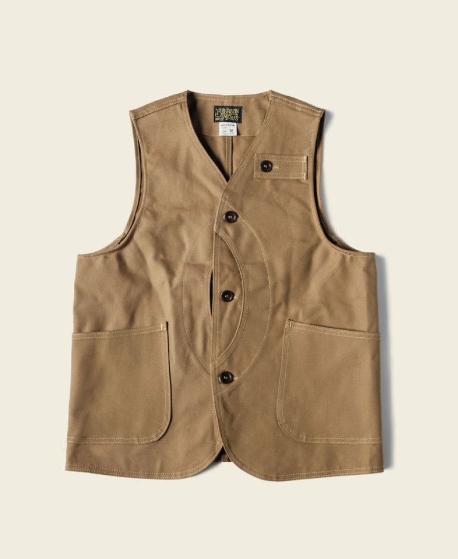 Outerwear * | Bronson New Arrivals 1930S Heavyweight Canvas Game Pocket Hunting Vest Khaki