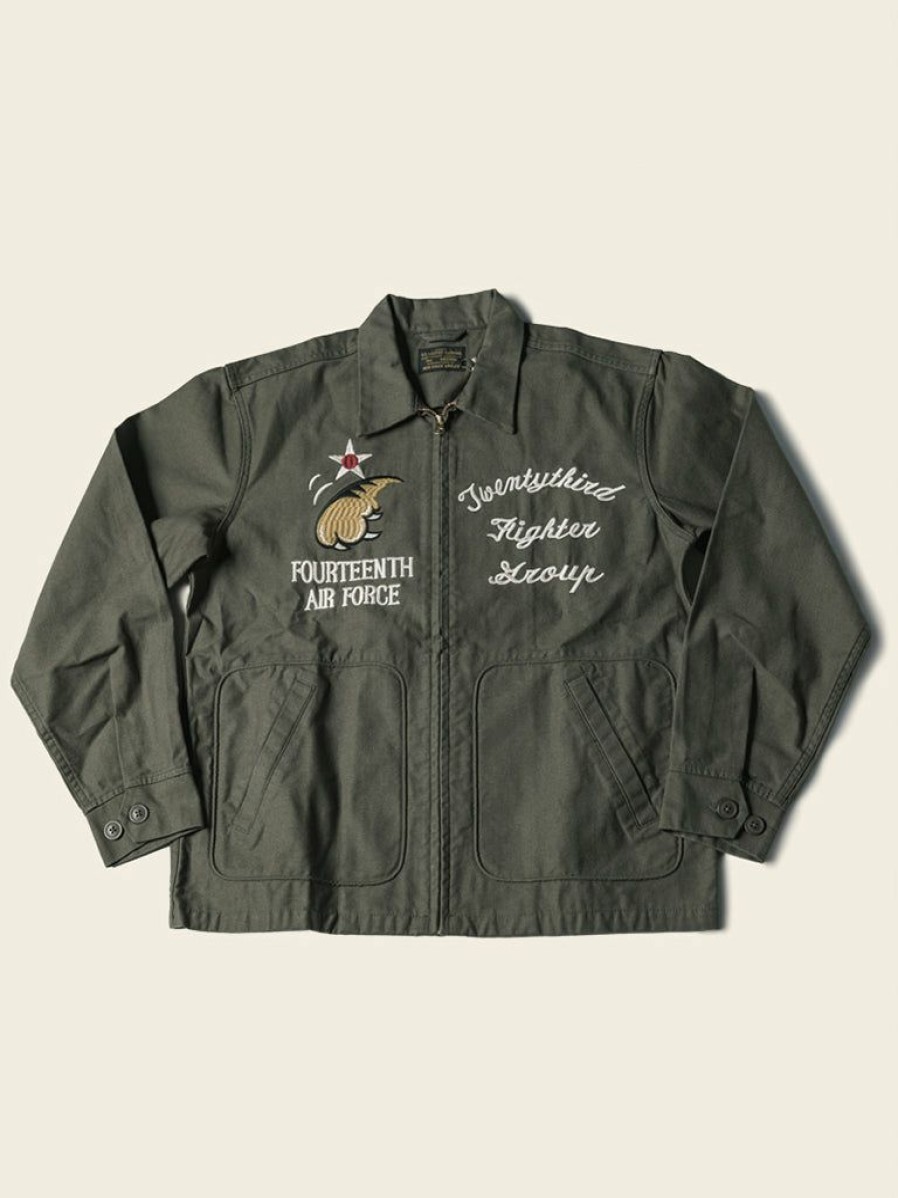 Outerwear * | Non Stock Usaaf 14Th Air Force Flying Tigers Embroidery Jacket Green