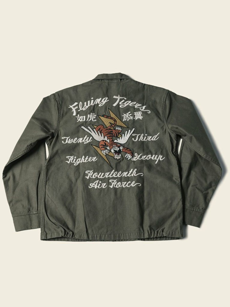 Outerwear * | Non Stock Usaaf 14Th Air Force Flying Tigers Embroidery Jacket Green