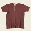 Tops * | Bronson 11 Oz Vintage Ribbed Cotton Henley T-Shirt New Arrivals Wine Red