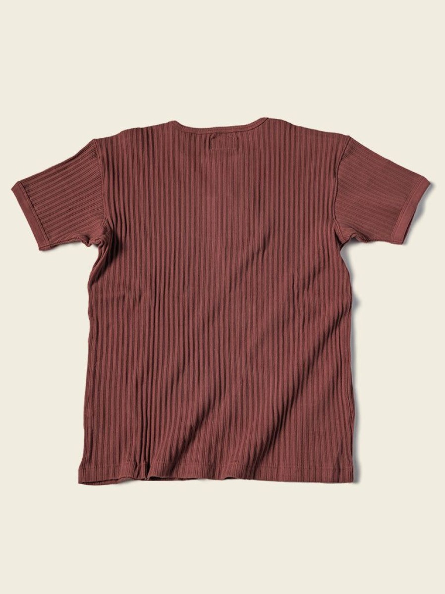 Tops * | Bronson 11 Oz Vintage Ribbed Cotton Henley T-Shirt New Arrivals Wine Red