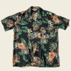 Tops * | Non Stock Plants & Flowers Pattern Aloha Shirt Black