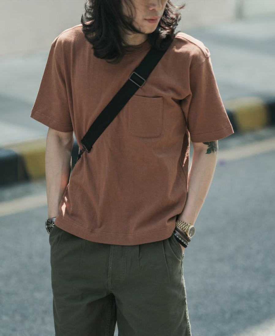 Tops * | Non Stock New Arrivals 9.8 Oz Cotton Classic Pocket T-Shirt Light Brown