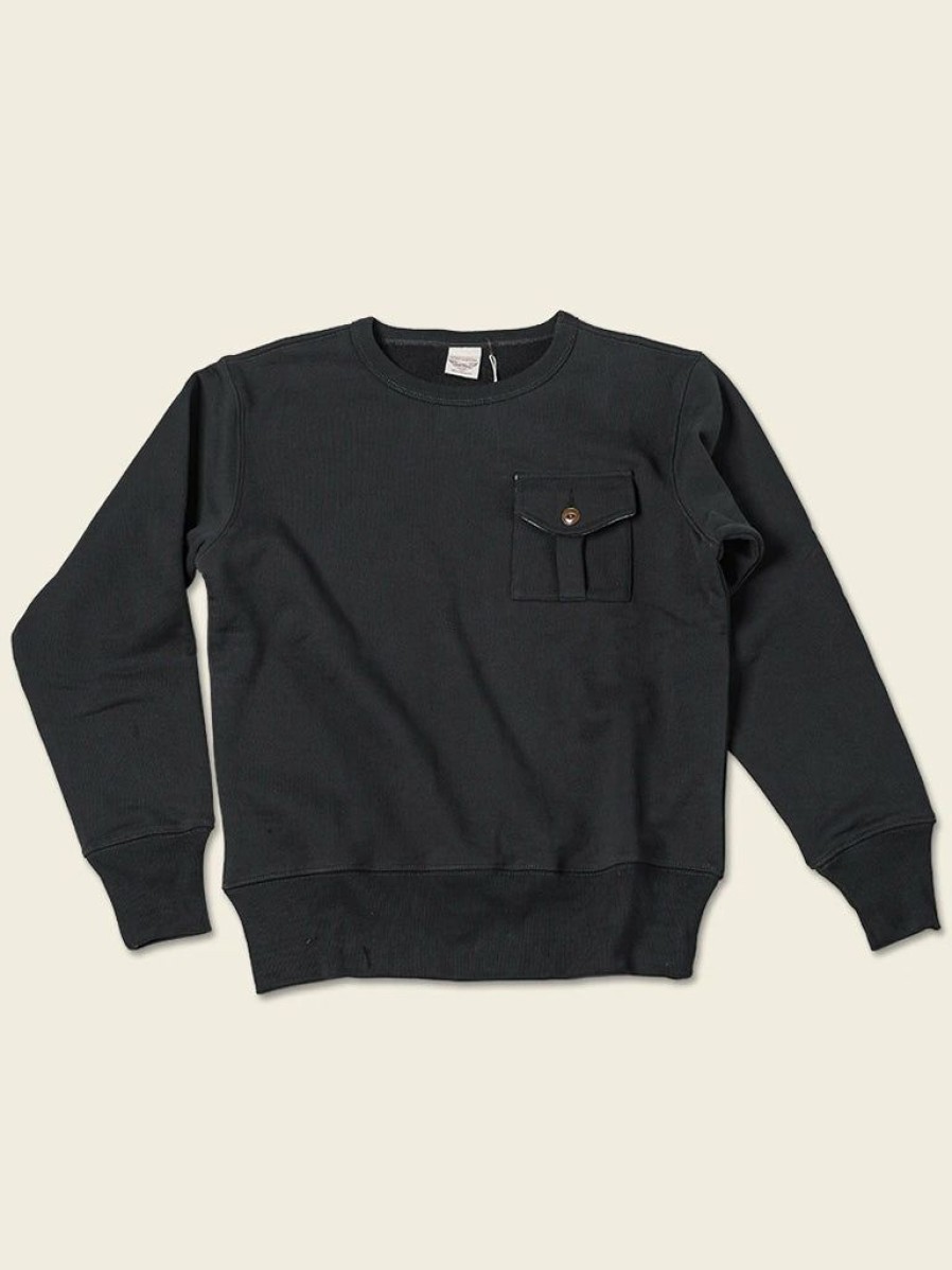 Tops * | Non Stock 17.5 Oz Terry Cloth Military Pocket Sweatshirt Tops Black