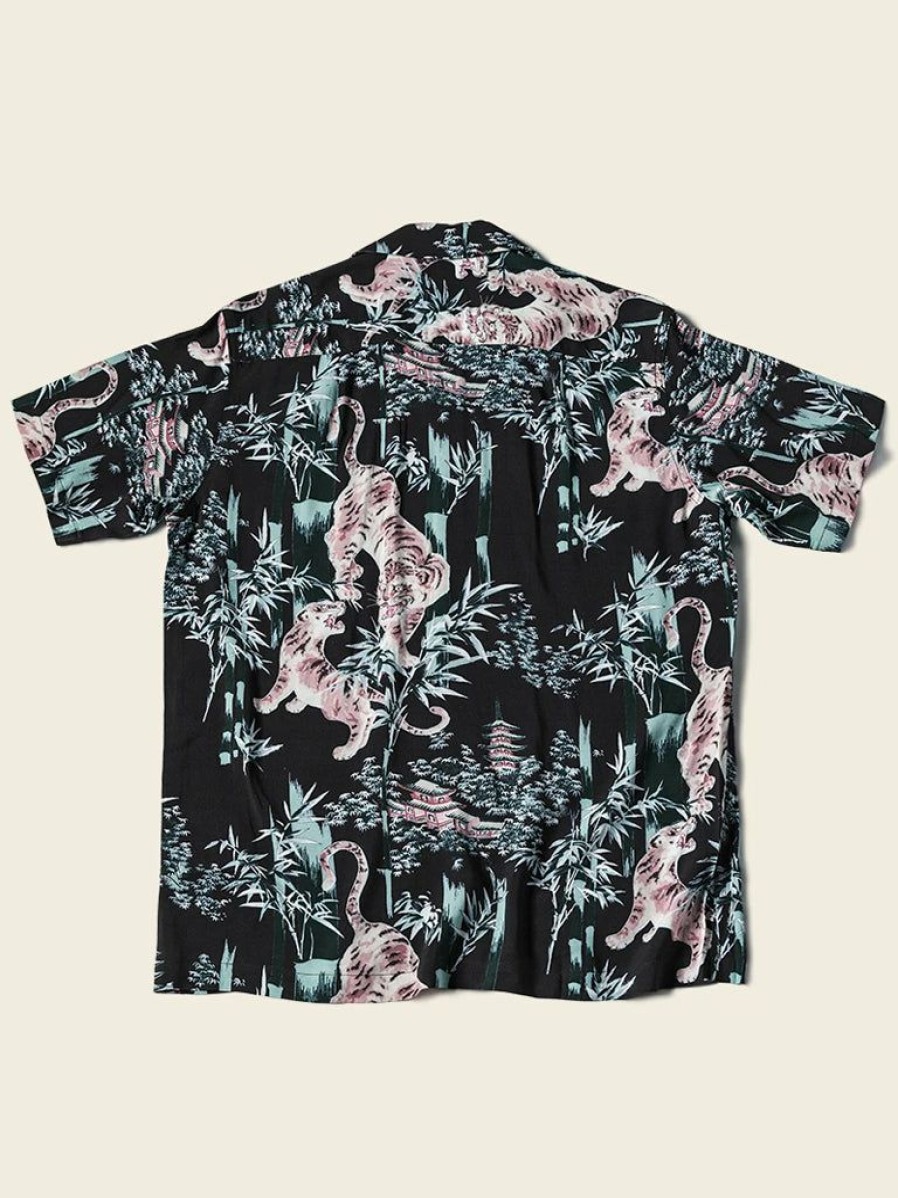 Tops * | Non Stock Ukiyo-E Tiger & Bamboo Pattern Aloha Shirt Black