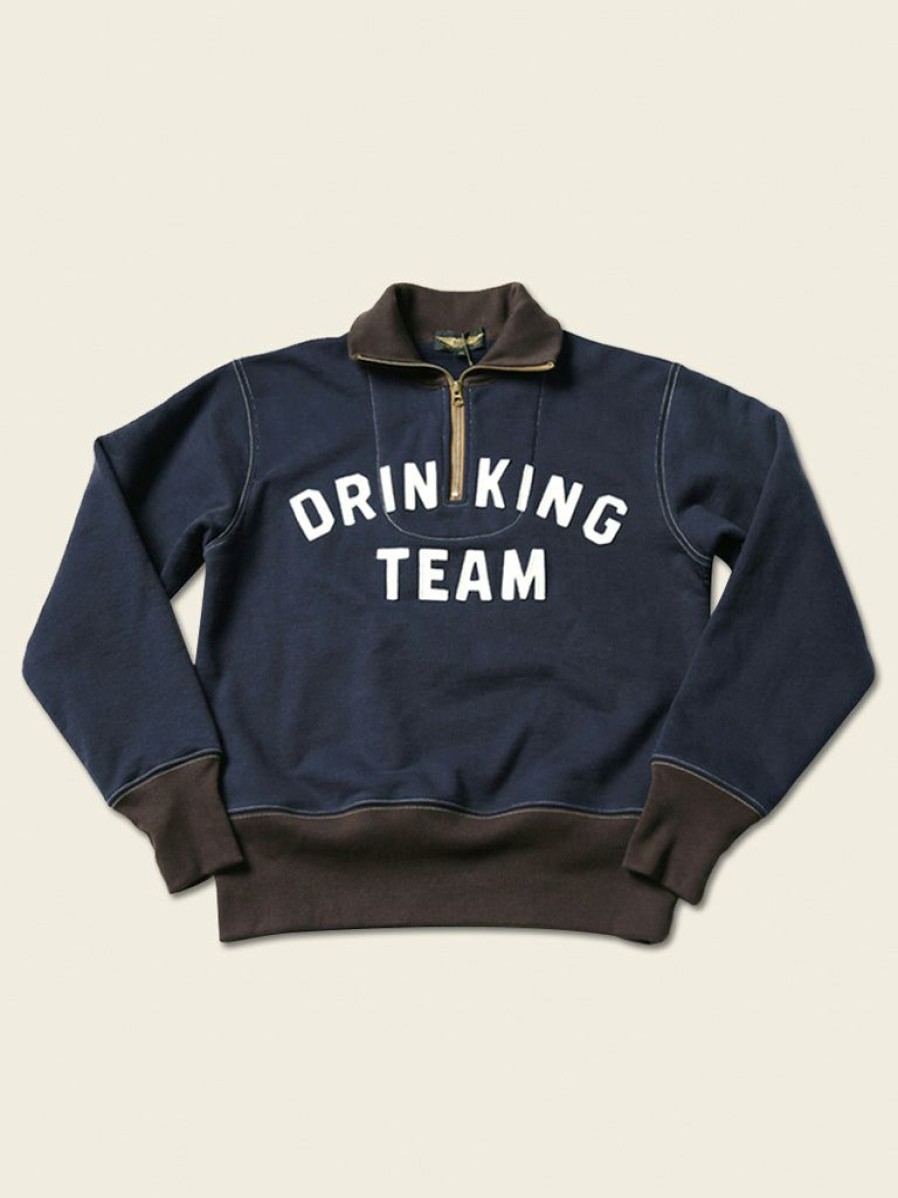 Tops * | Bronson 1920S Drinking Team Motorcycle Racing Sweatshirt Navy