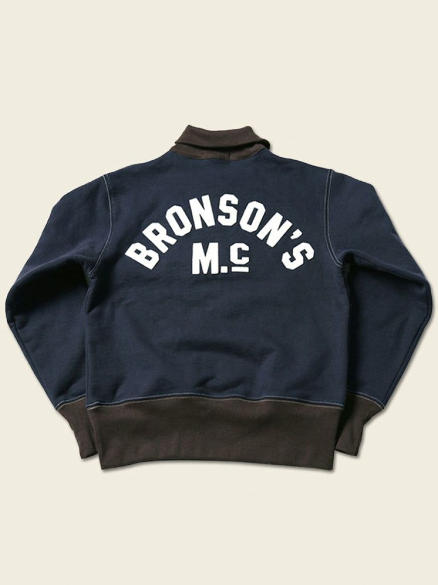 Tops * | Bronson 1920S Drinking Team Motorcycle Racing Sweatshirt Navy