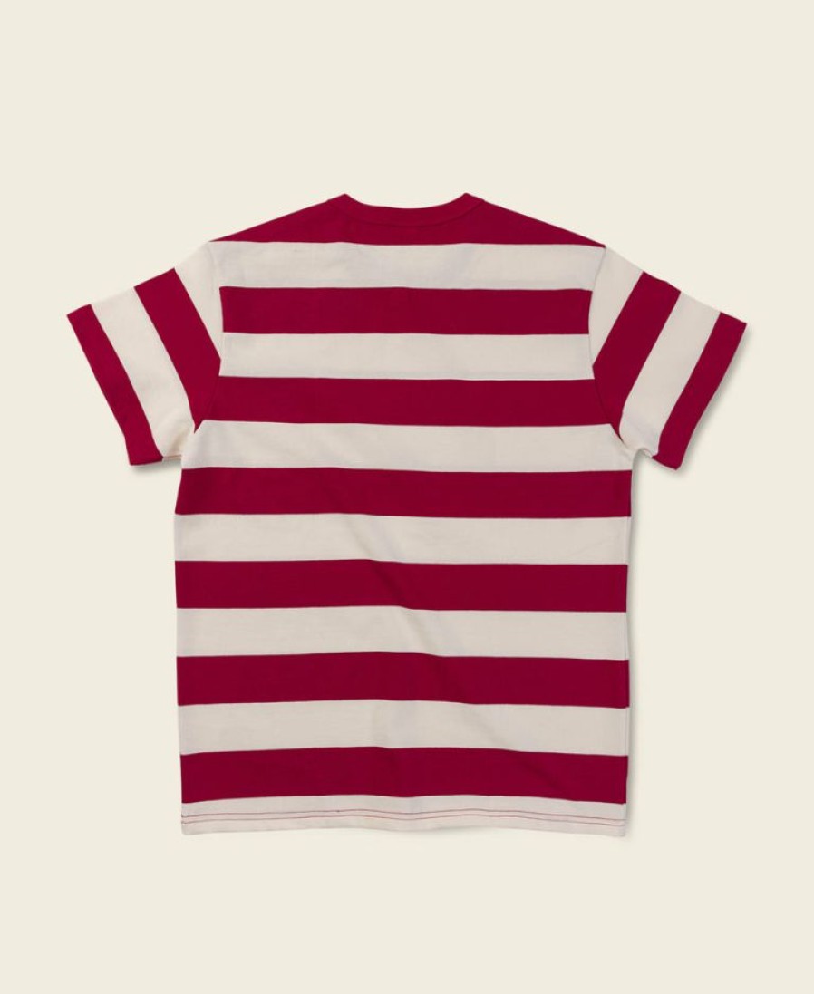 Tops * | Non Stock Heavyweight Cotton Wide Striped T-Shirt Tops Red/Apricot