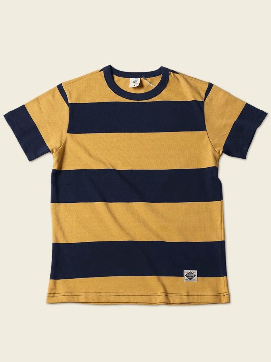 Tops * | Non Stock Michigan Yellow & Navy Wide Stripe T-Shirt Tops Yellow/ Navy