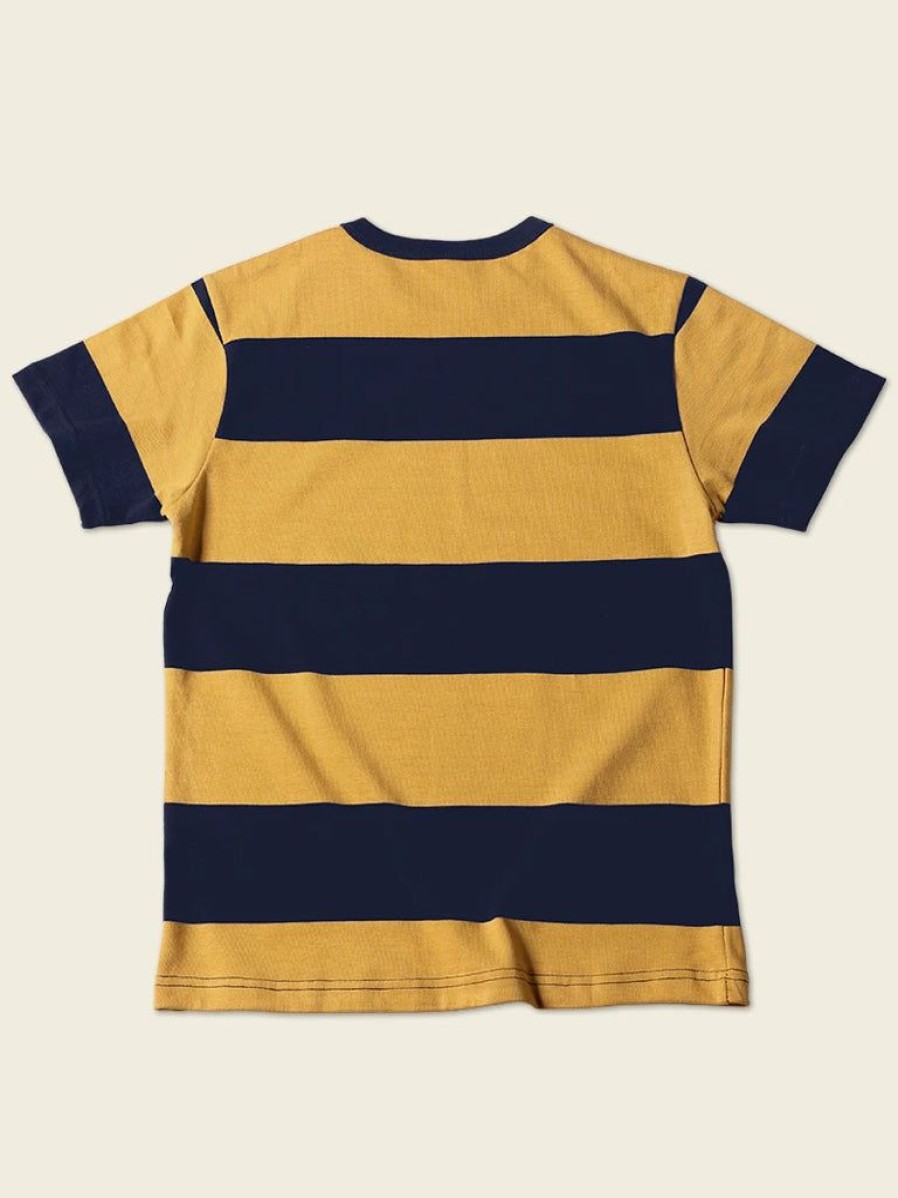 Tops * | Non Stock Michigan Yellow & Navy Wide Stripe T-Shirt Tops Yellow/ Navy