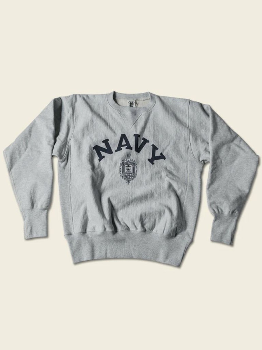 Tops * | Bronson Tops Us Naval Academy Reverse Weave Sweatshirt Gray