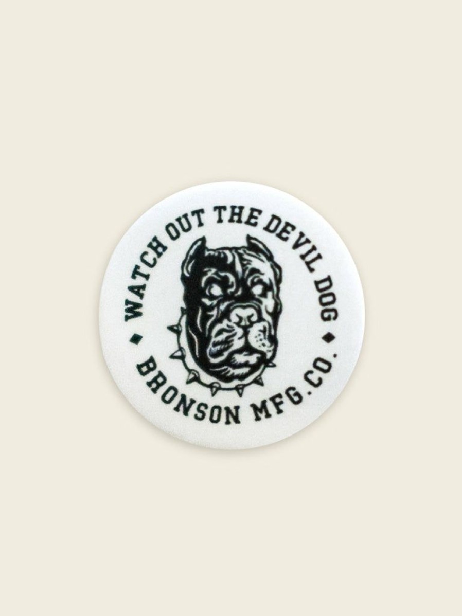 Accessories * | Bronson Vintage Watchdog Pin Button Badge White