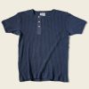 Tops * | Bronson New Arrivals 11 Oz Vintage Ribbed Cotton Henley T-Shirt Navy