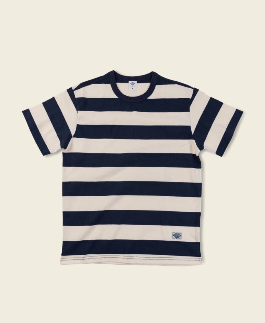 Tops * | Non Stock New Arrivals Heavyweight Cotton Wide Striped T-Shirt Blue/White