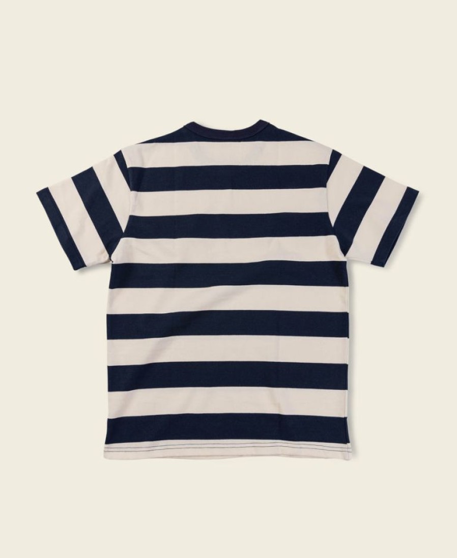 Tops * | Non Stock New Arrivals Heavyweight Cotton Wide Striped T-Shirt Blue/White