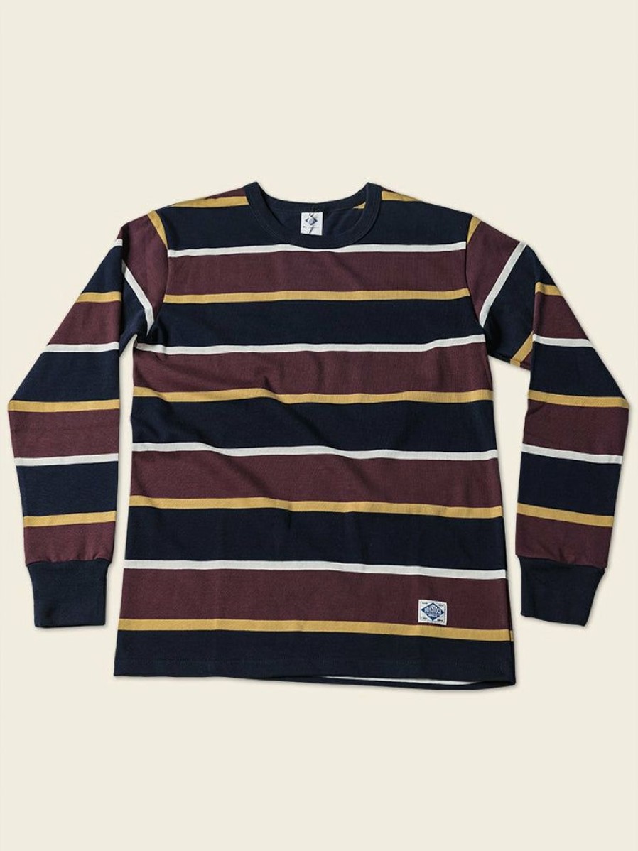 Tops * | Non Stock Tops 10 Oz Striped Long Sleeve Crewneck T-Shirt