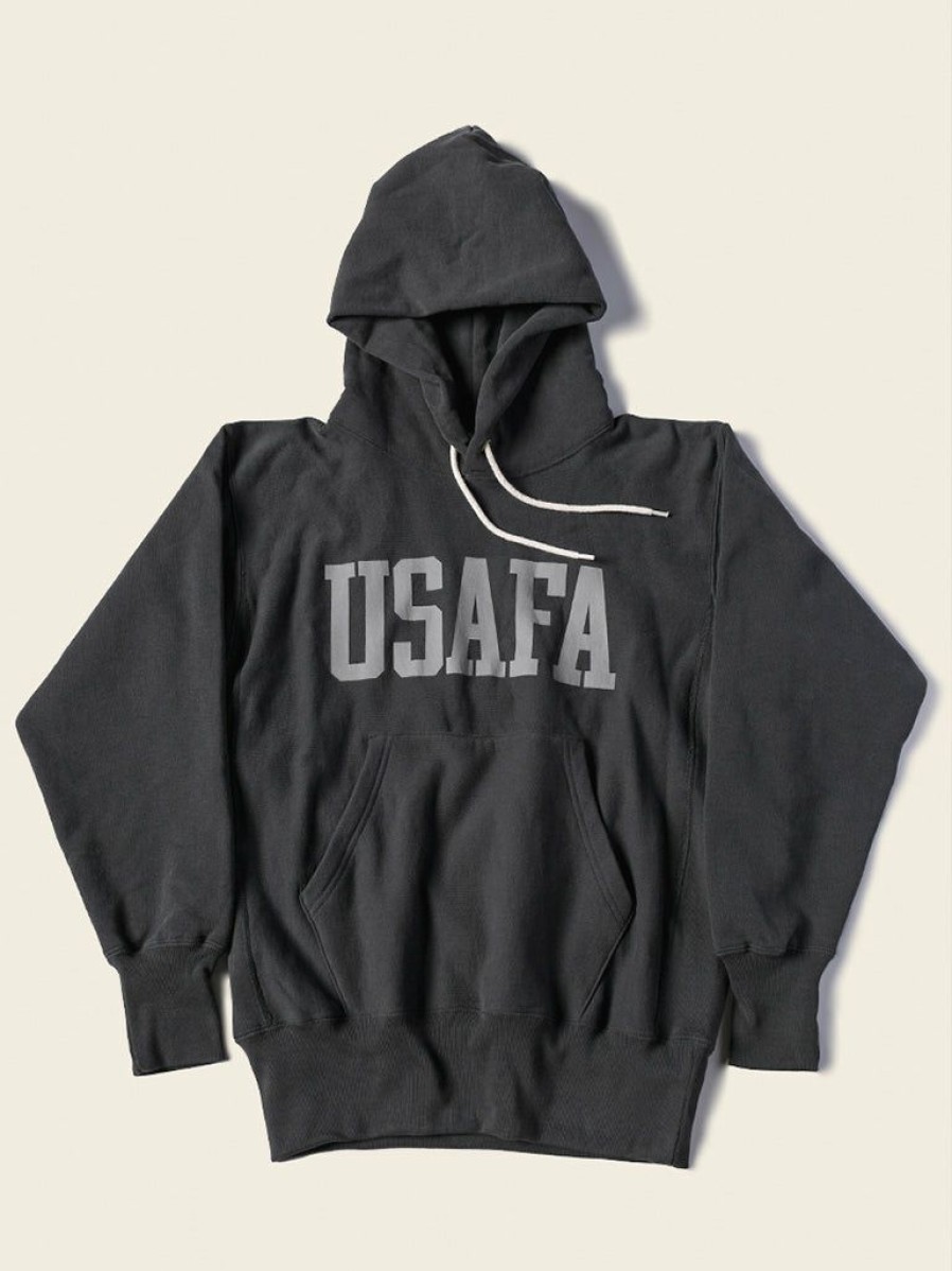 Tops * | Non Stock Tops 1970S Usafa 18 Oz Reverse Weave Hoodie Black