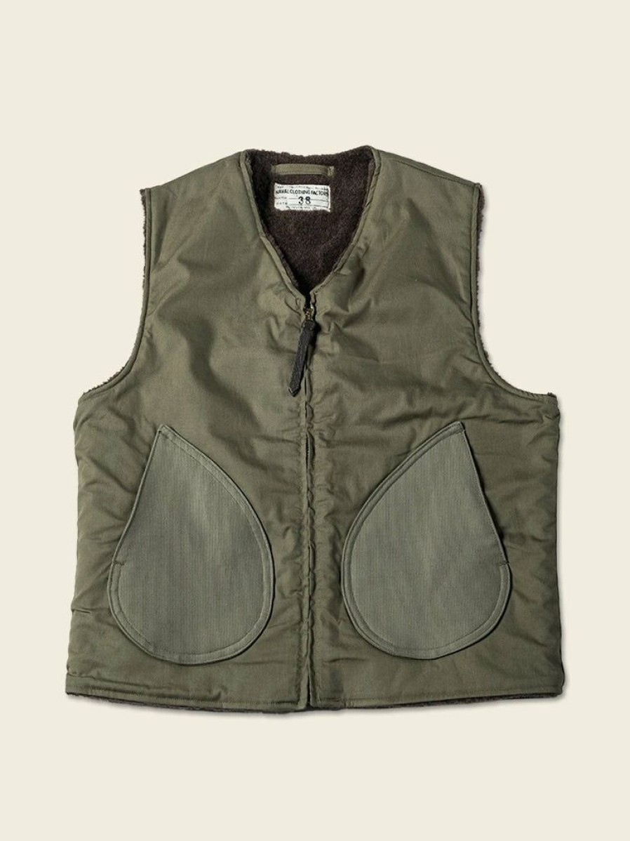 Outerwear * | Bronson Wwii Usn Wool Deck Vest Olive Green