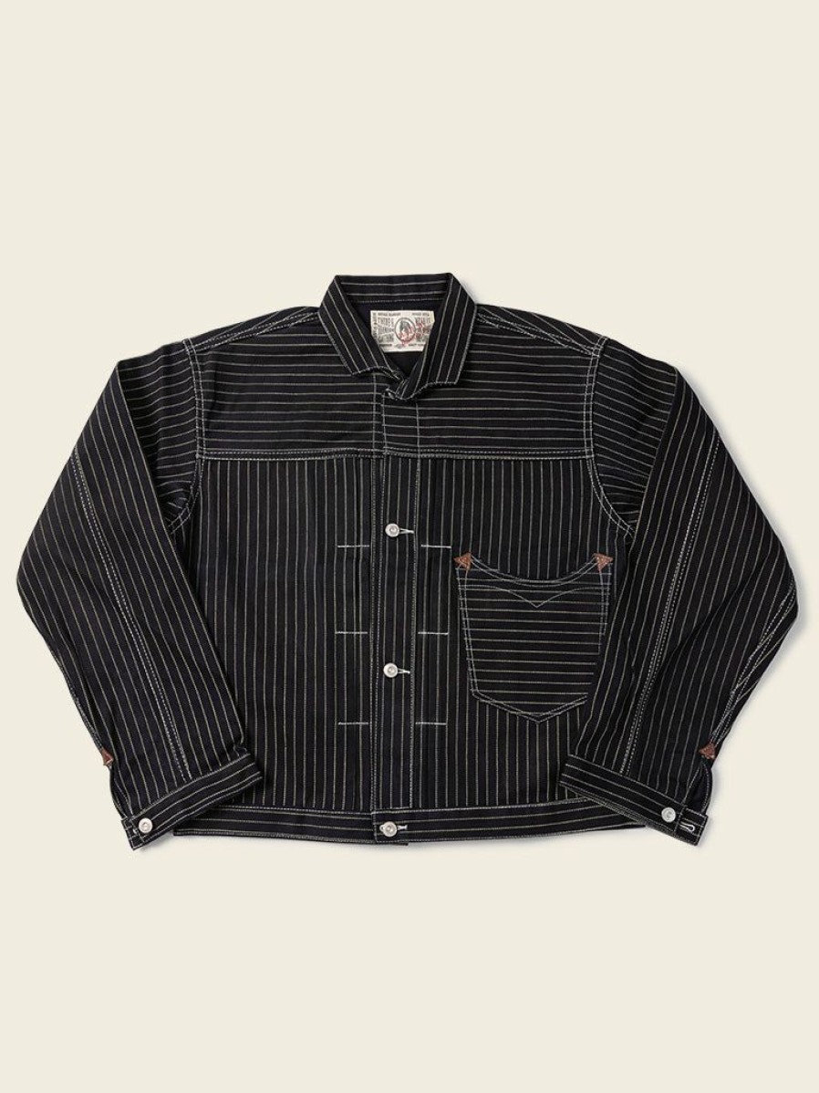 Outerwear * | Bronson 1878 Wabash One Pocket Stripe Denim Jacket Indigo