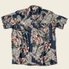 Tops * | Non Stock Plants & Flowers Pattern Aloha Shirt Navy